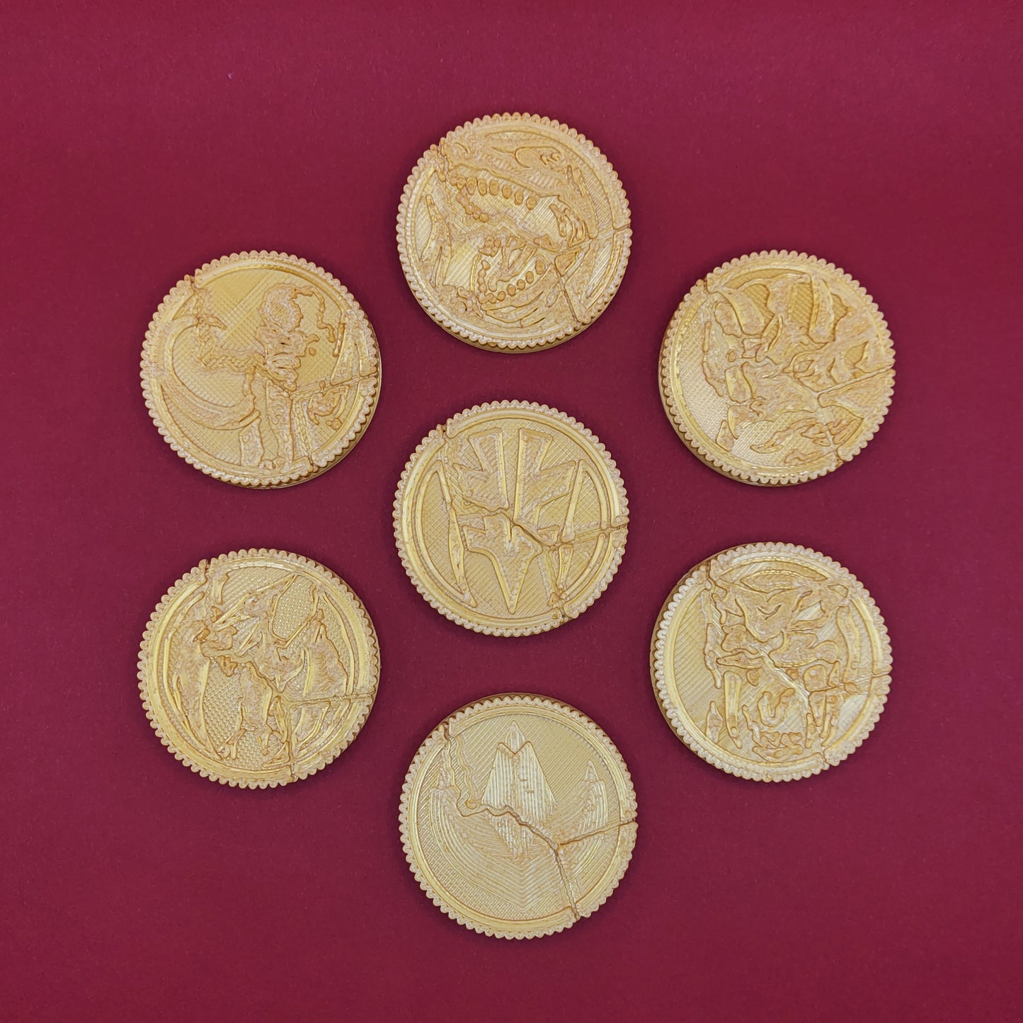 Set #02: Damaged Mighty Morphin' Power Rangers | 3D Printed Power Coins